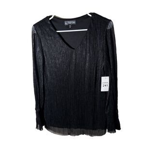 Harper 241 T-Shirt Women's Petite Medium Shiny Metallic Sheer Career Layered Top
